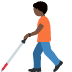 🧑🏿‍🦯 person with white cane: dark skin tone display on Twitter